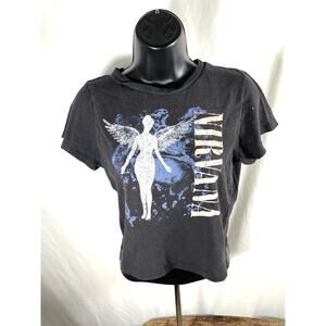Nirvana In Utero Angel Crop Tee Black Graphic Womens M